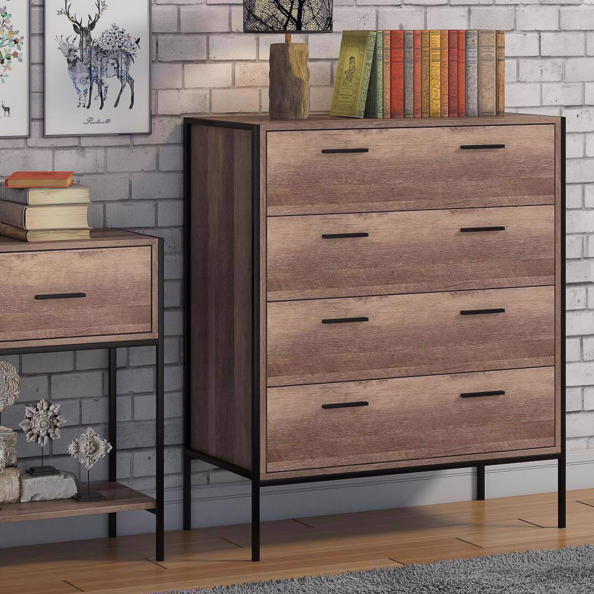Industrial Inspired Chest Of 4 Drawers Flatpack Direct