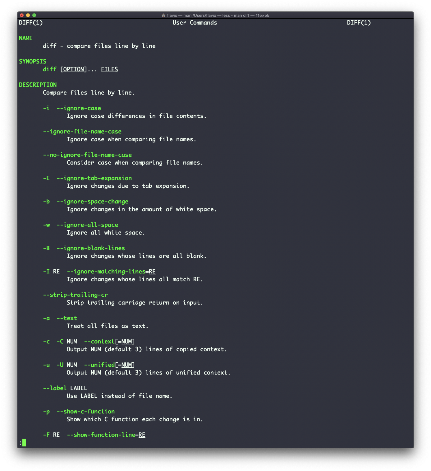 Linux commands diff