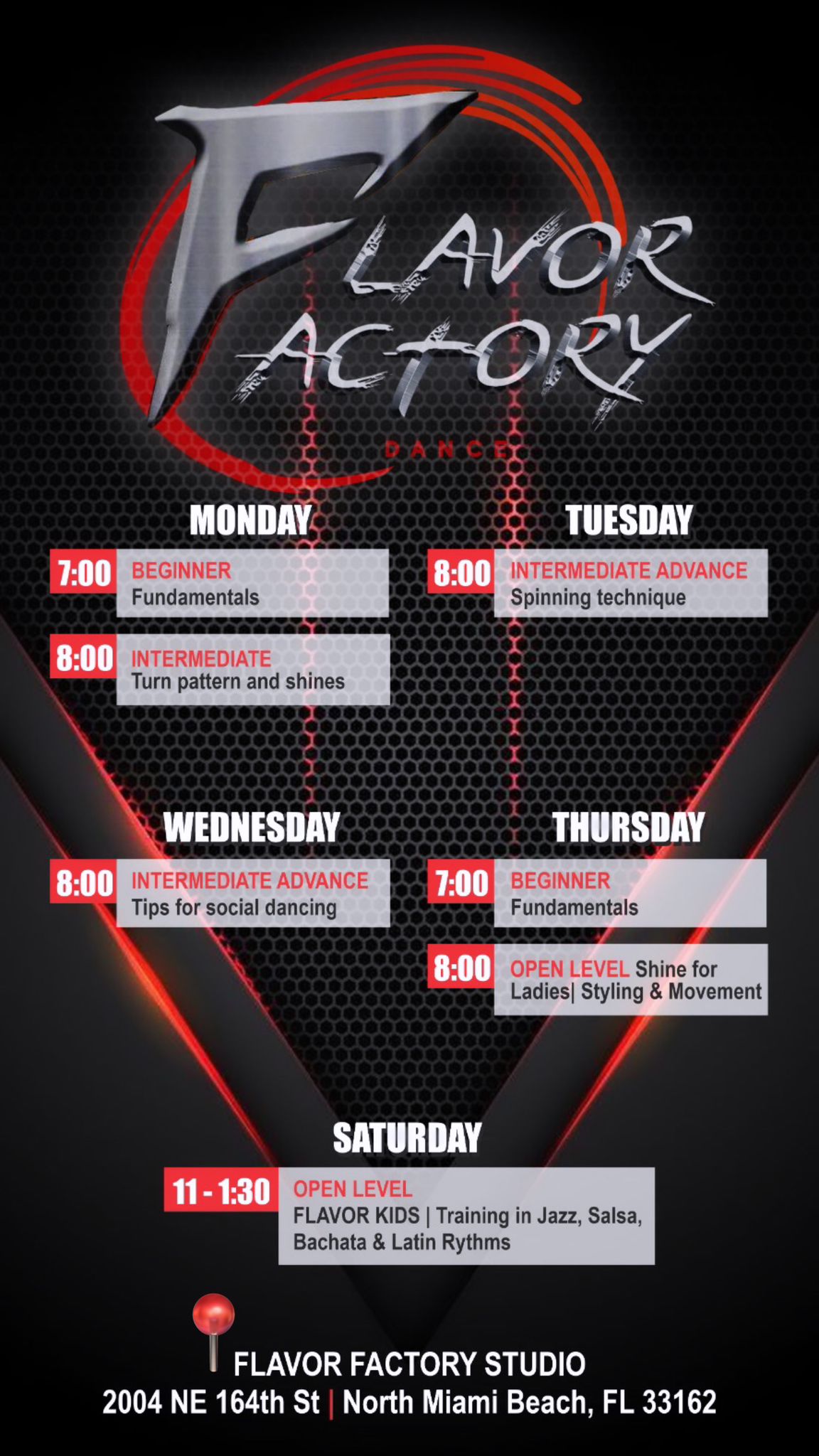 Schedule Flavor Factory Dance