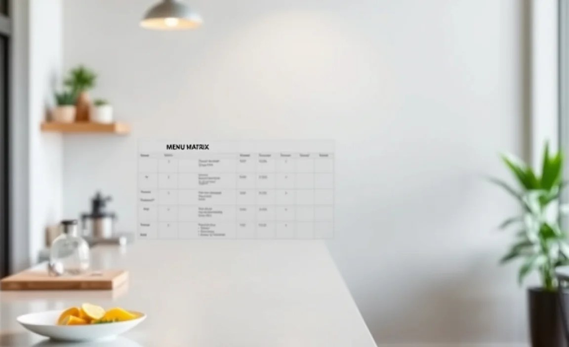 Sample Menu Matrix for Shift Workers