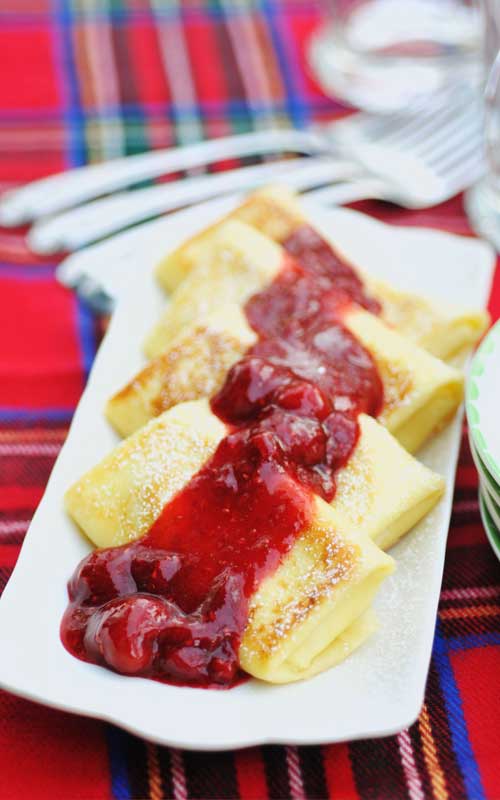 Cheese Blintzes with Mixed Berry Sauce Recipe Flavorite