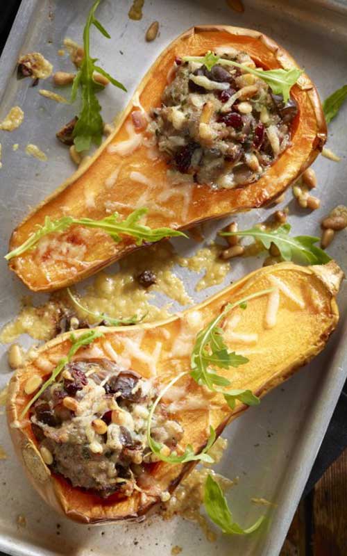 Roasted Butternut Squash With Sausage Stuffing Recipe - Flavorite