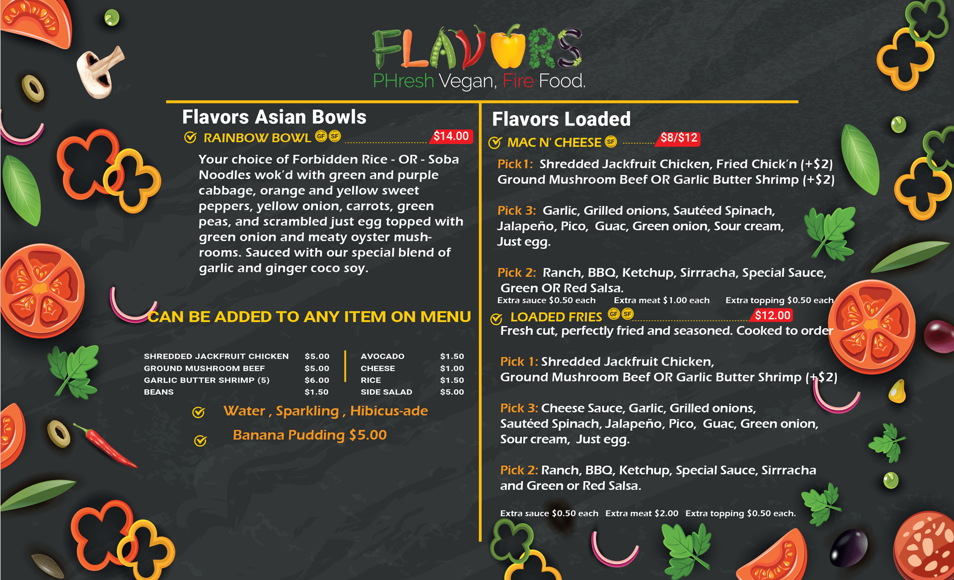Menu Flavors Plant Based Cuisine