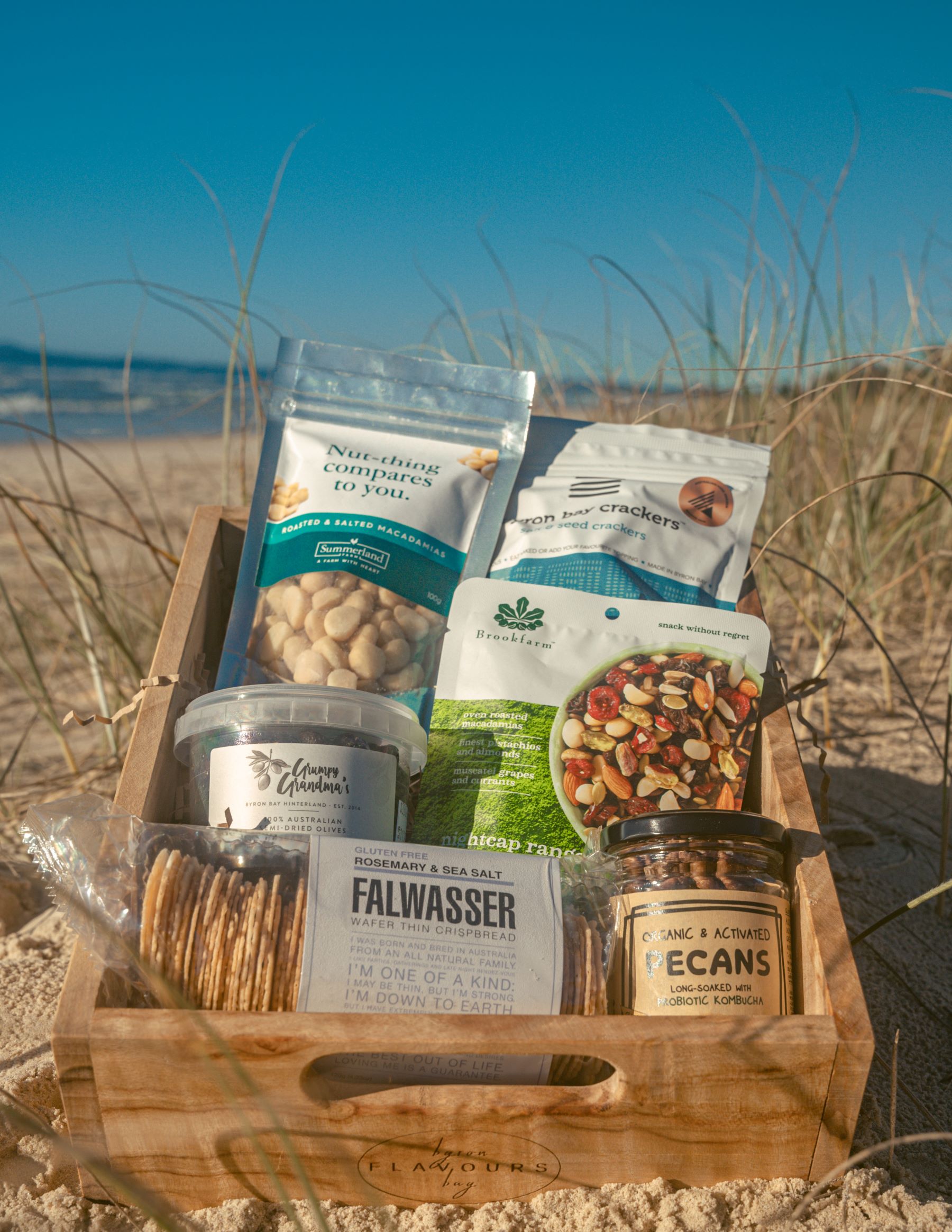 Savoury Byron Bay hampers. Mouthwatering savoury gourmet gift baskets