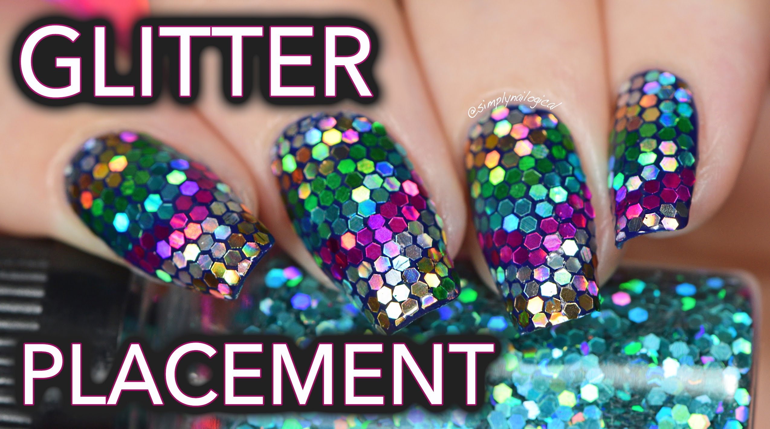 'V' shaped glitter placement nail art FlawlessEnd