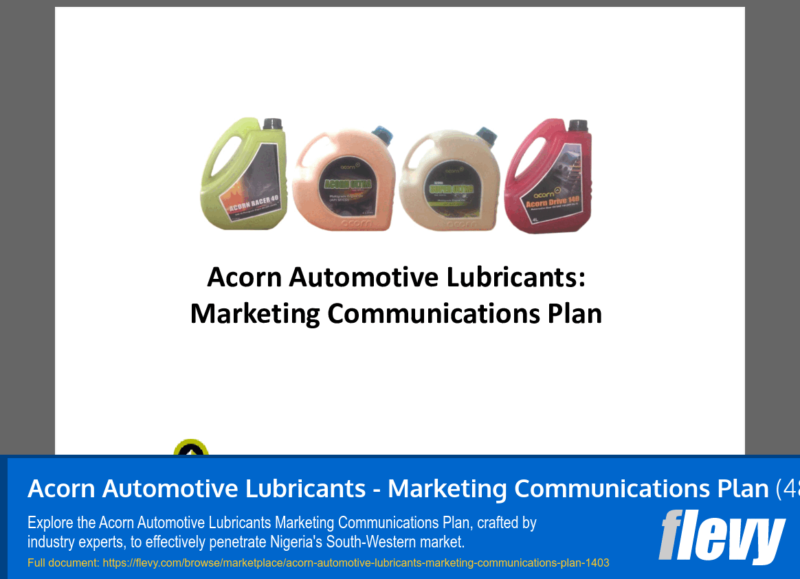 PPT Acorn Automotive Lubricants Marketing Communications Plan (48slide PPT PowerPoint