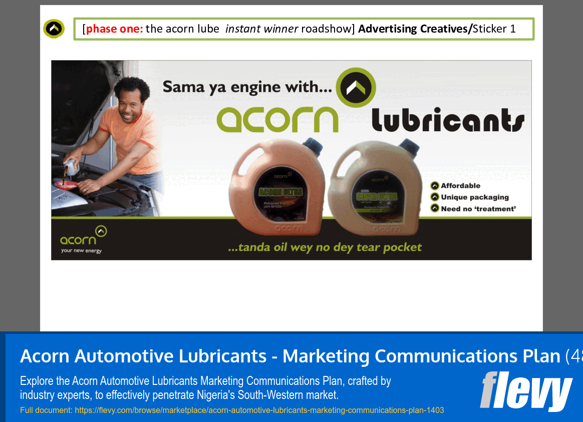 PPT Acorn Automotive Lubricants Marketing Communications Plan (48slide PPT PowerPoint