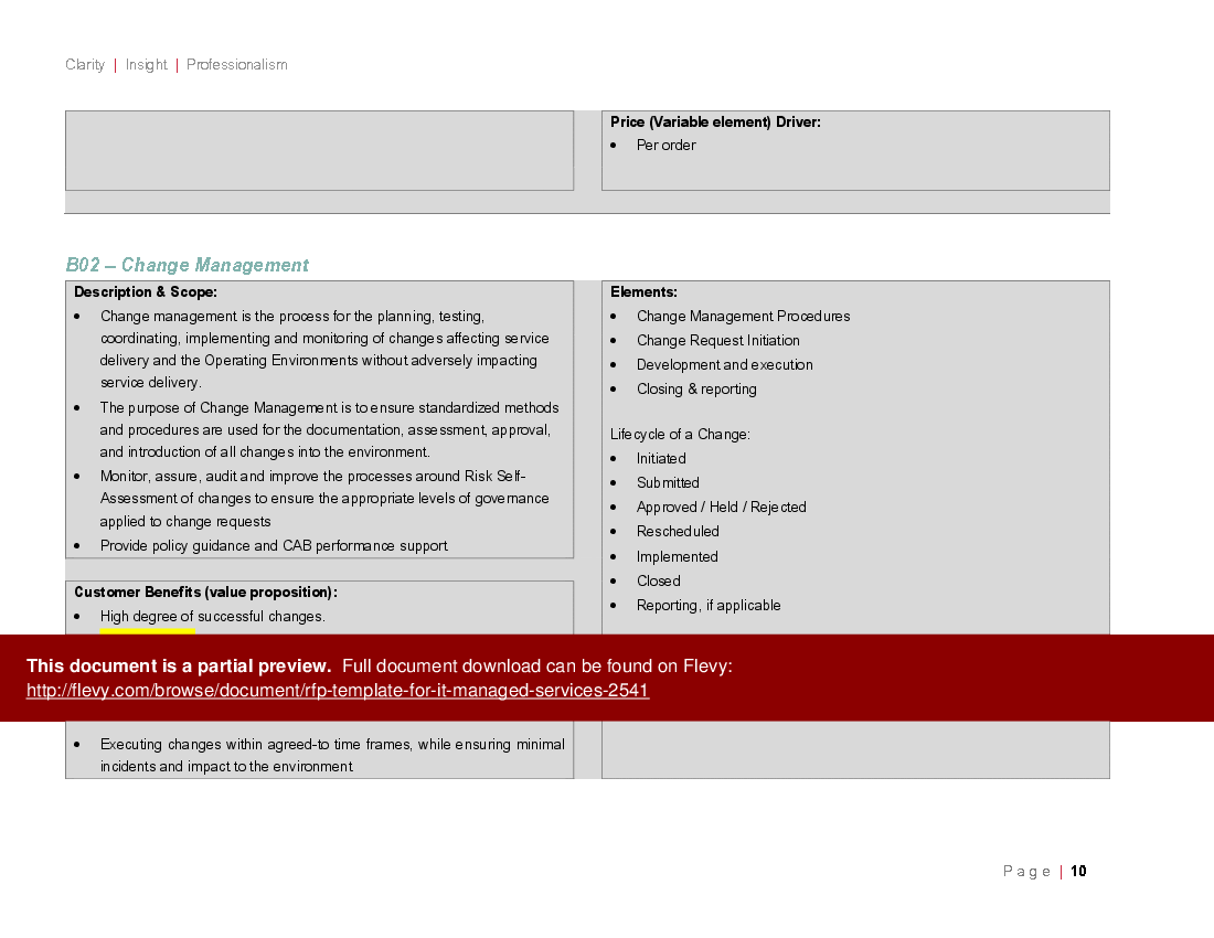 Word Template RFP Template for IT Managed Services (55page Word