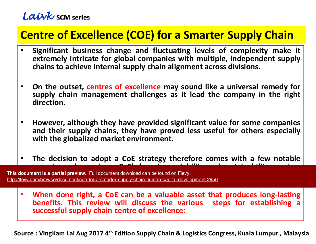 CoE for a Smarter Supply Chain Human Capital Development (80slide