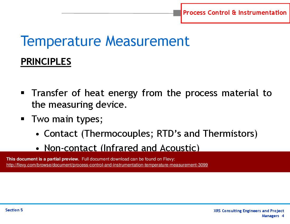 PPT P&ID, Instrumentation, & Control Temperature Measurement (68