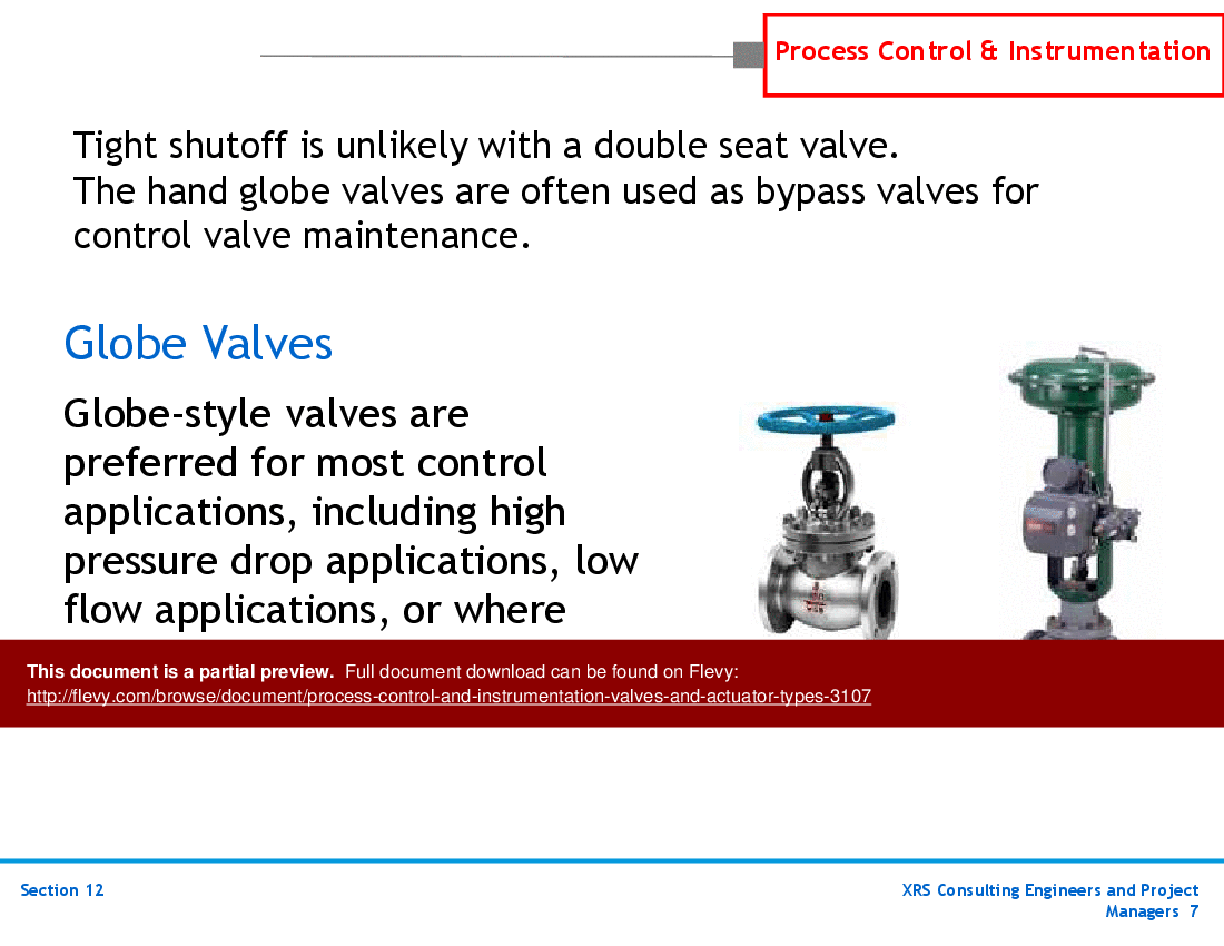 PPT P&ID, Instrumentation, & Control Valves & Actuator Types (52