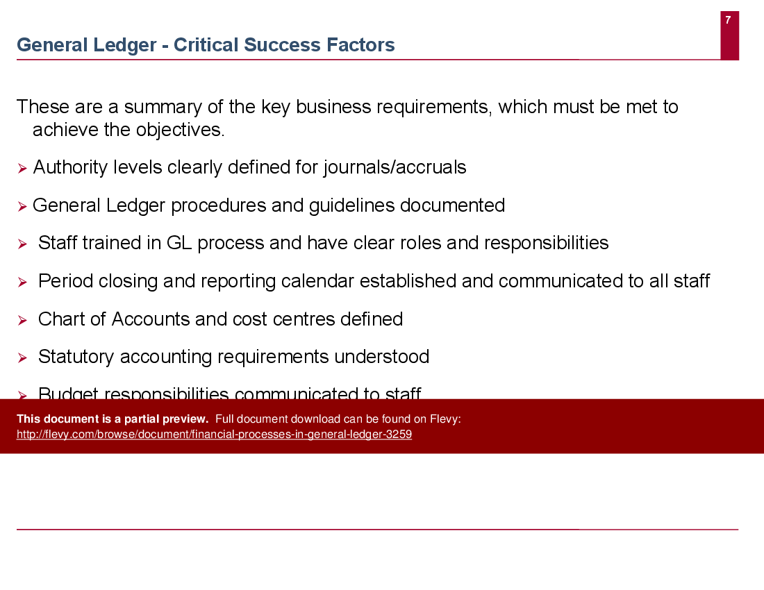 Financial Processes in General Ledger PPT Slide Deck