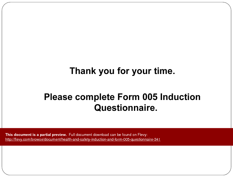PPT Health and Safety Induction and Form 005 Questionnaire (19slide