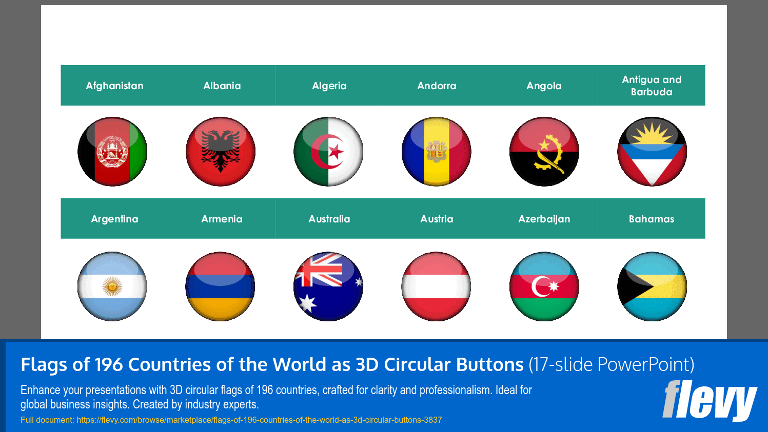 PPT Flags of 196 Countries of the World as 3D Circular Buttons (17