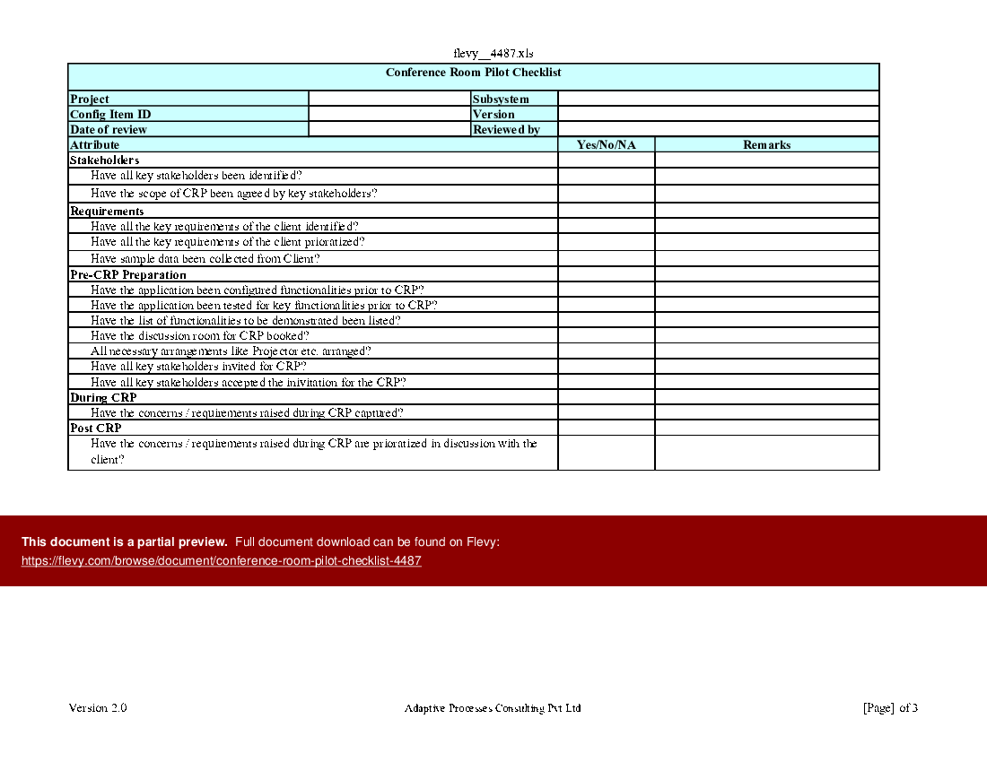 Conference Room Set Up Checklist