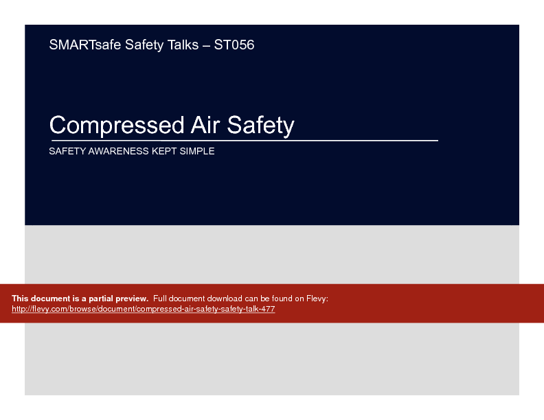 Compressed Air Safety Safety Talk (14page PDF document) Flevy
