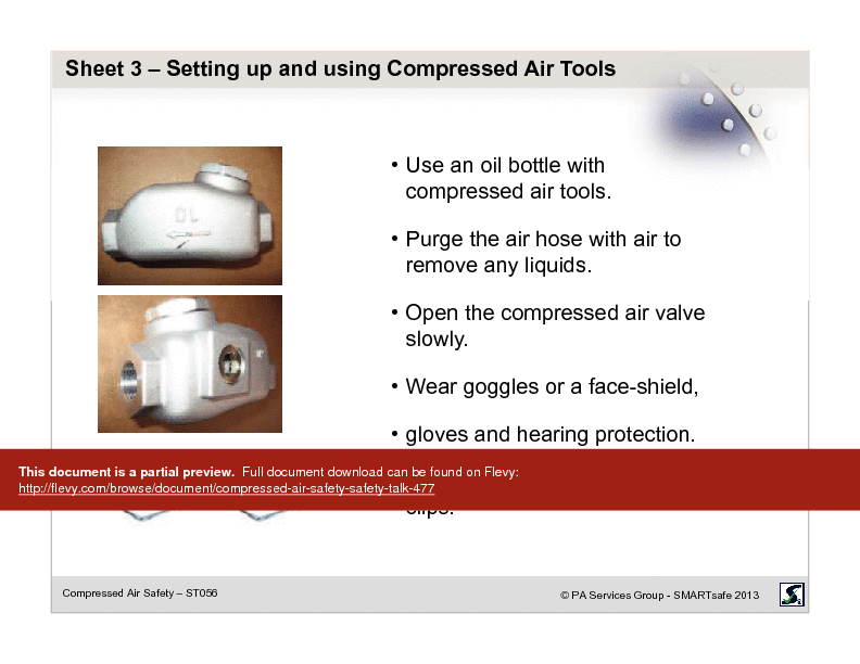 Compressed Air Safety Safety Talk (14page PDF document) Flevy