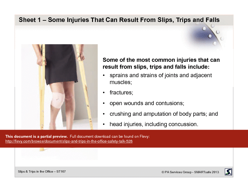 PDF Slips & Trips in the Office Safety Talk (15page PDF document