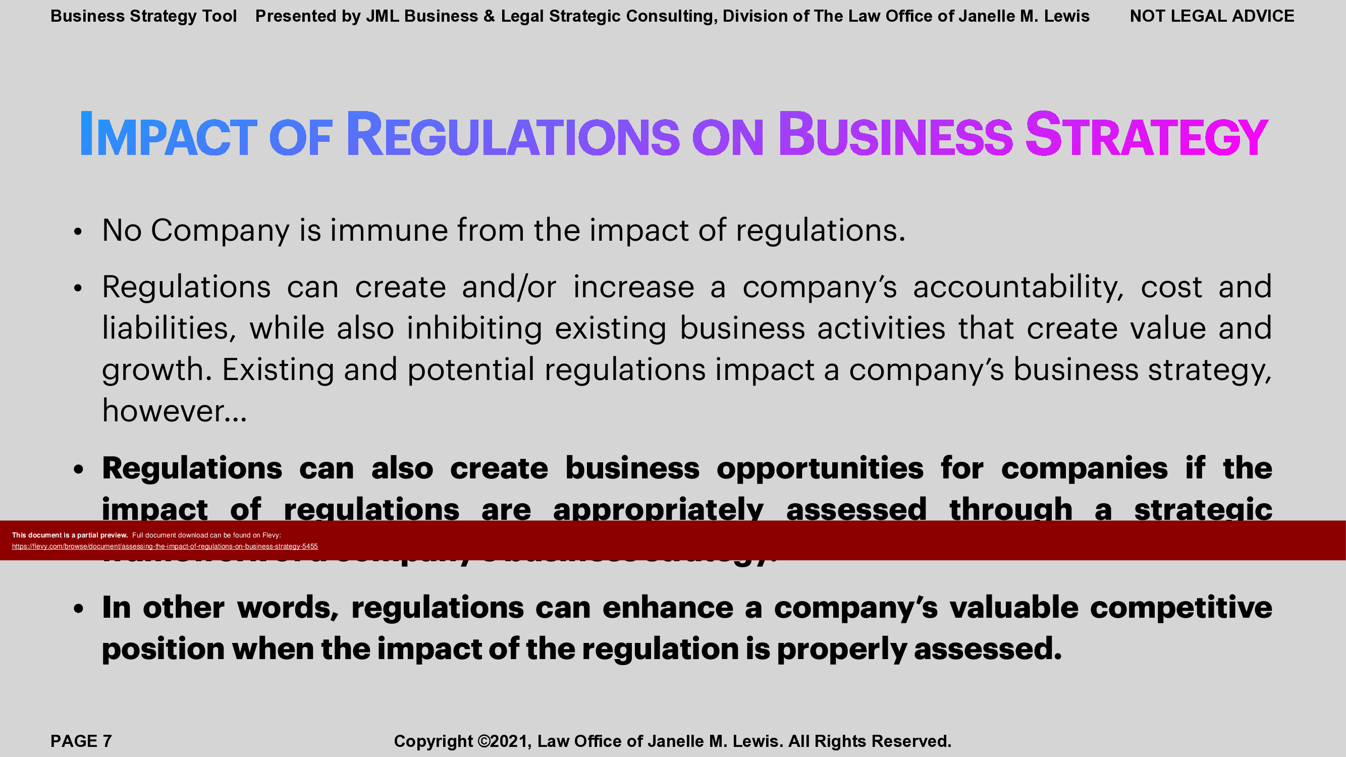 This is a partial preview of Assessing the Impact of Regulations on