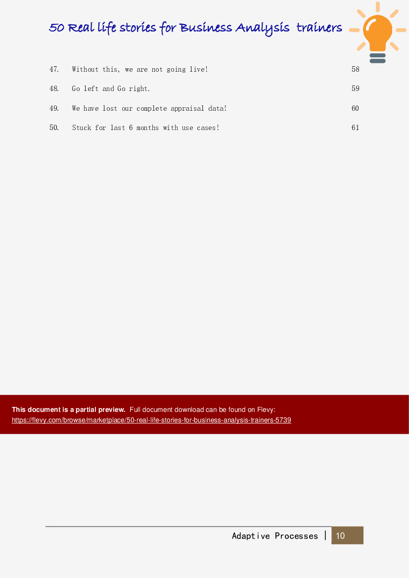 PDF 50 Real Life Stories for Business Analysis Trainers (61page PDF