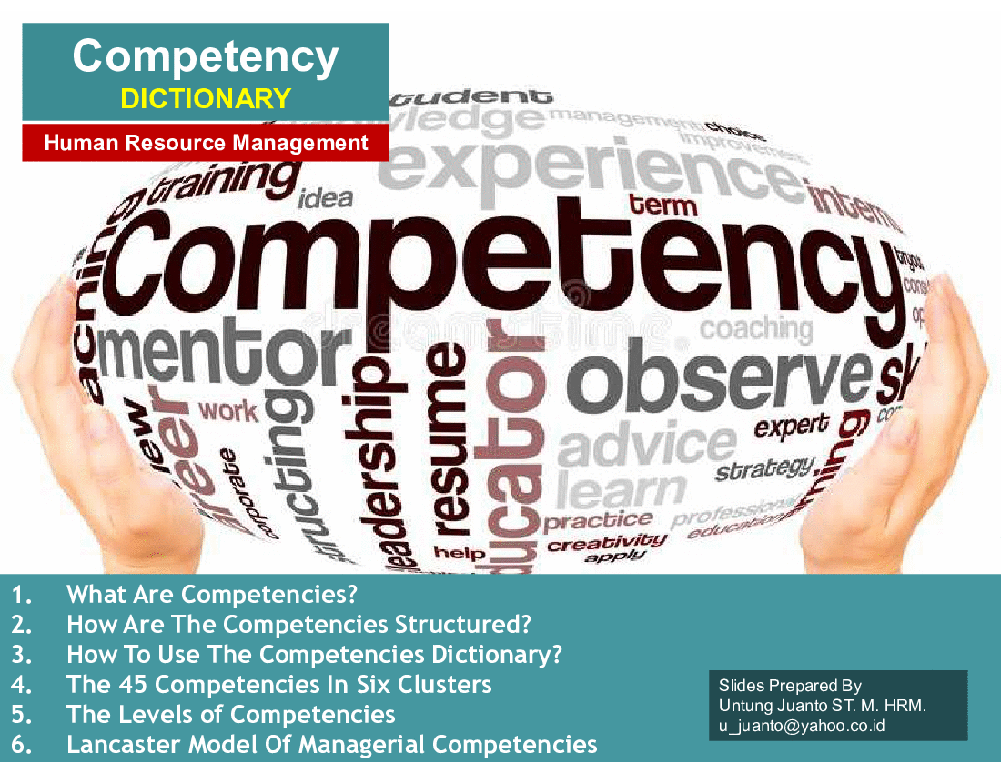 PPT Competencies Dictionary with Proficiency Level (63slide PPT