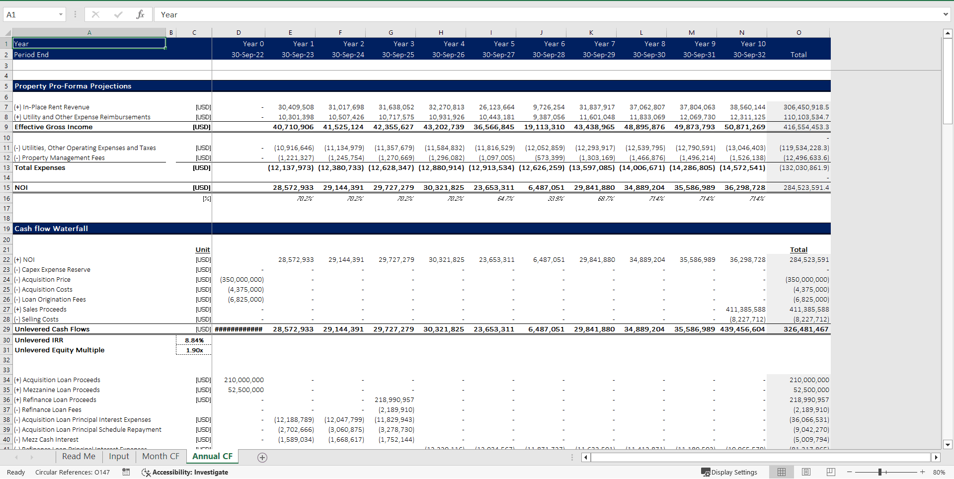 Excel Template Real Estate Simple Acquisition Model for Office