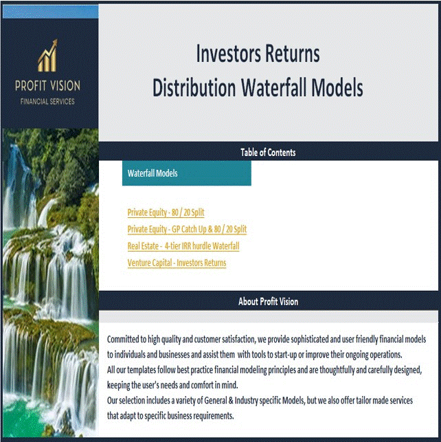 Excel Template Distribution Waterfall Models PE, VC & Real Estate