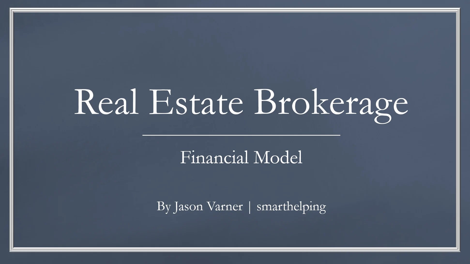 Excel Template Real Estate Brokerage Feasibility Model (Excel template