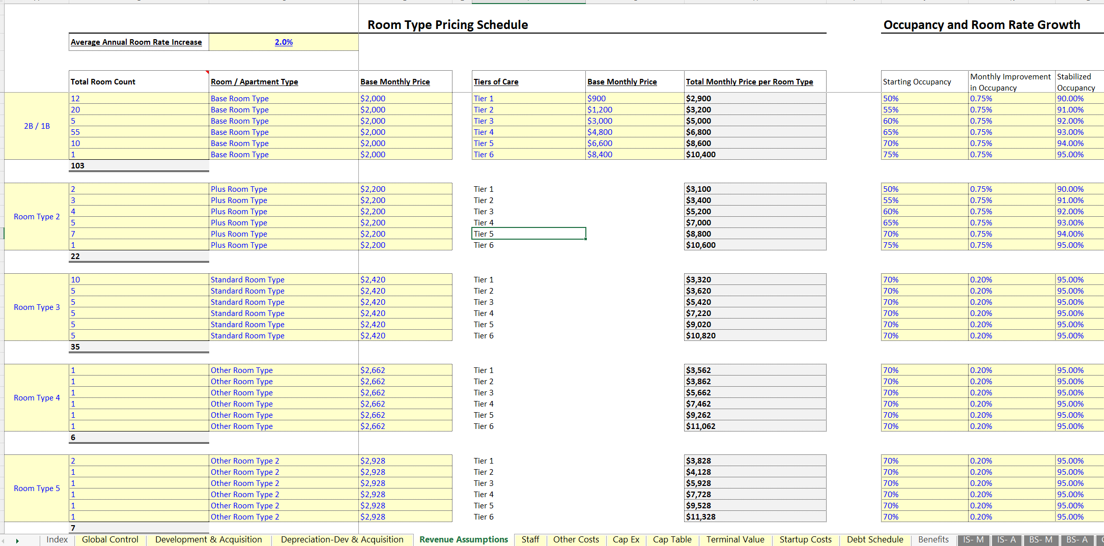 Excel Template Financial Model for Assisted Living Facility & Nursing