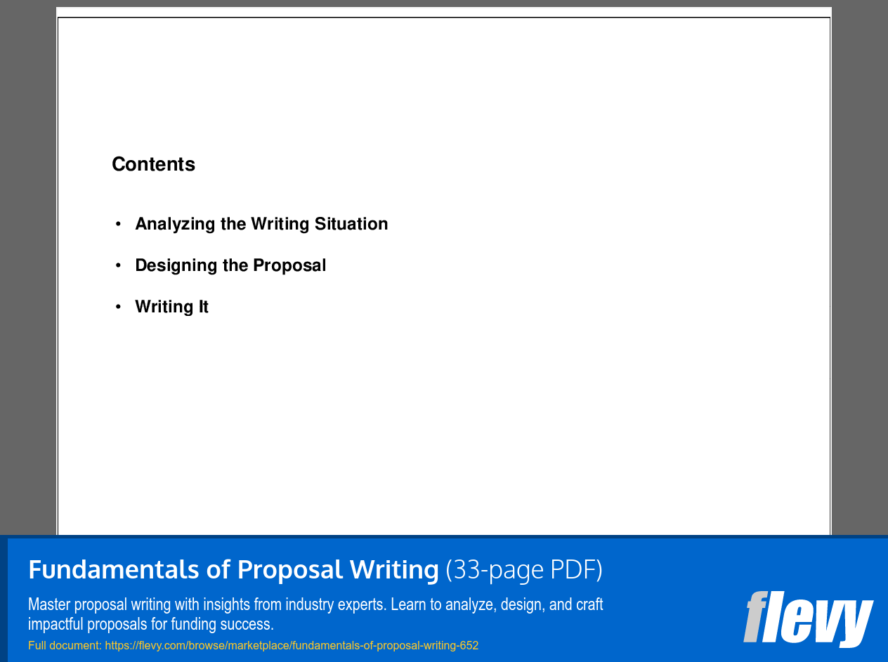 PDF Fundamentals of Proposal Writing (33page PDF document) Flevy