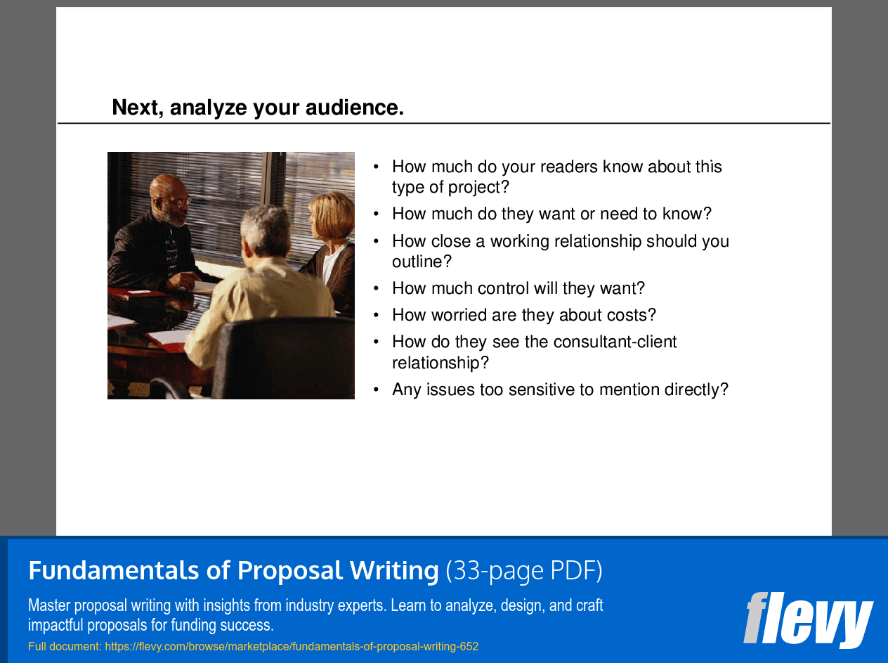 PDF Fundamentals of Proposal Writing (33page PDF document) Flevy