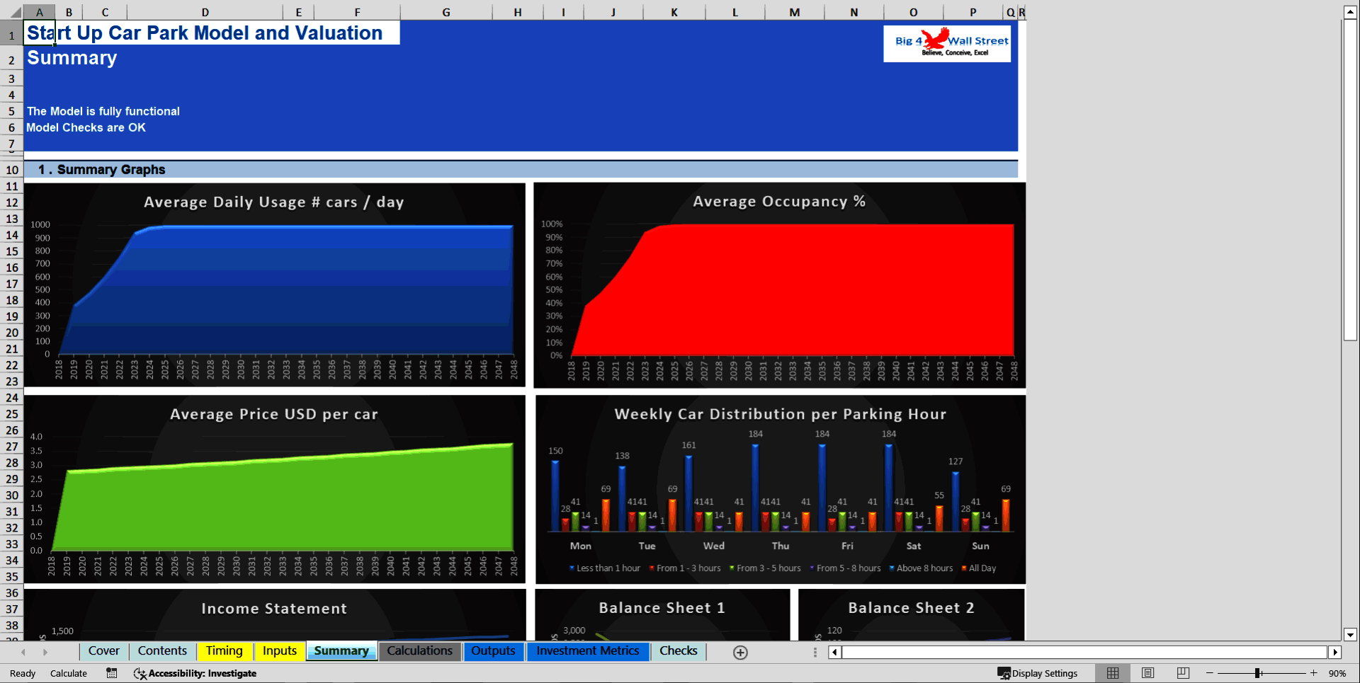 Excel Template Start Up Car Park Excel Model and Valuation (Excel