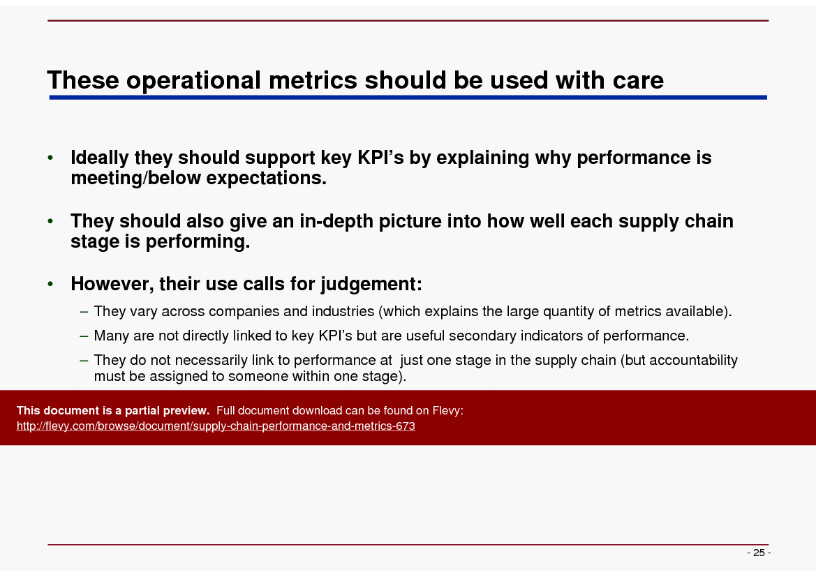 Supply Chain Performance & Metrics (PDF) Slideshow View