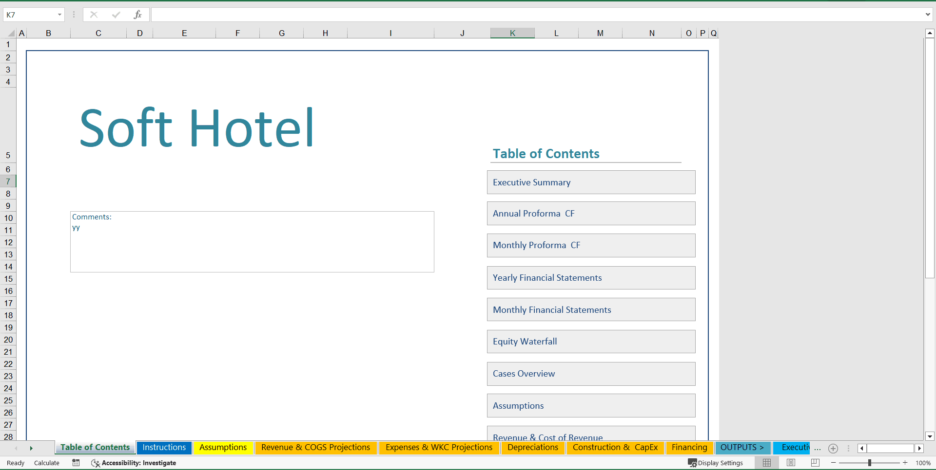 Excel Template Hotel Valuation Real Estate Development Model (Excel