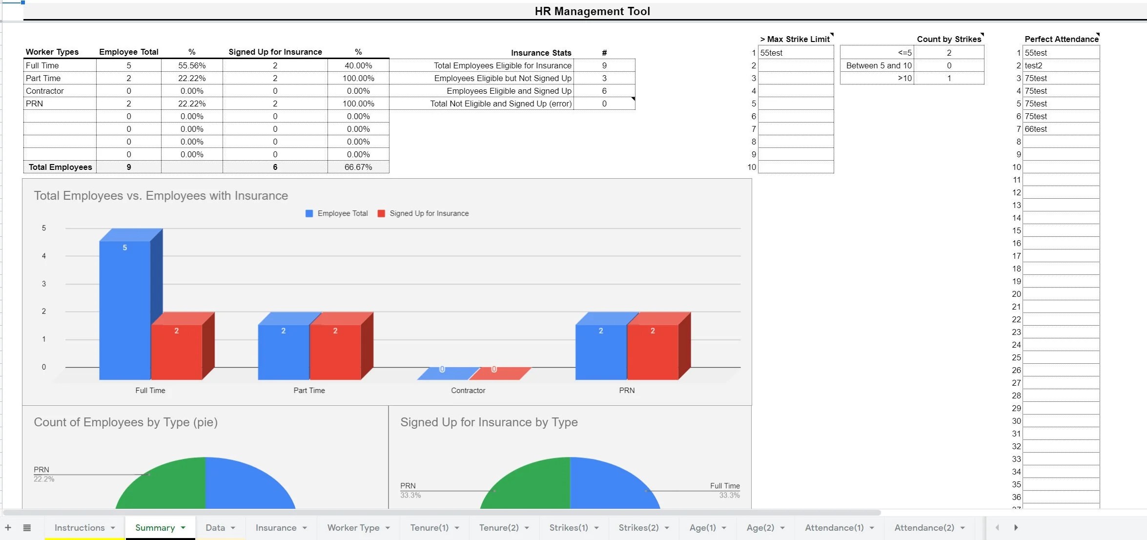 Excel Template Employee Benefits Tracker (Google Sheet for HR Managers