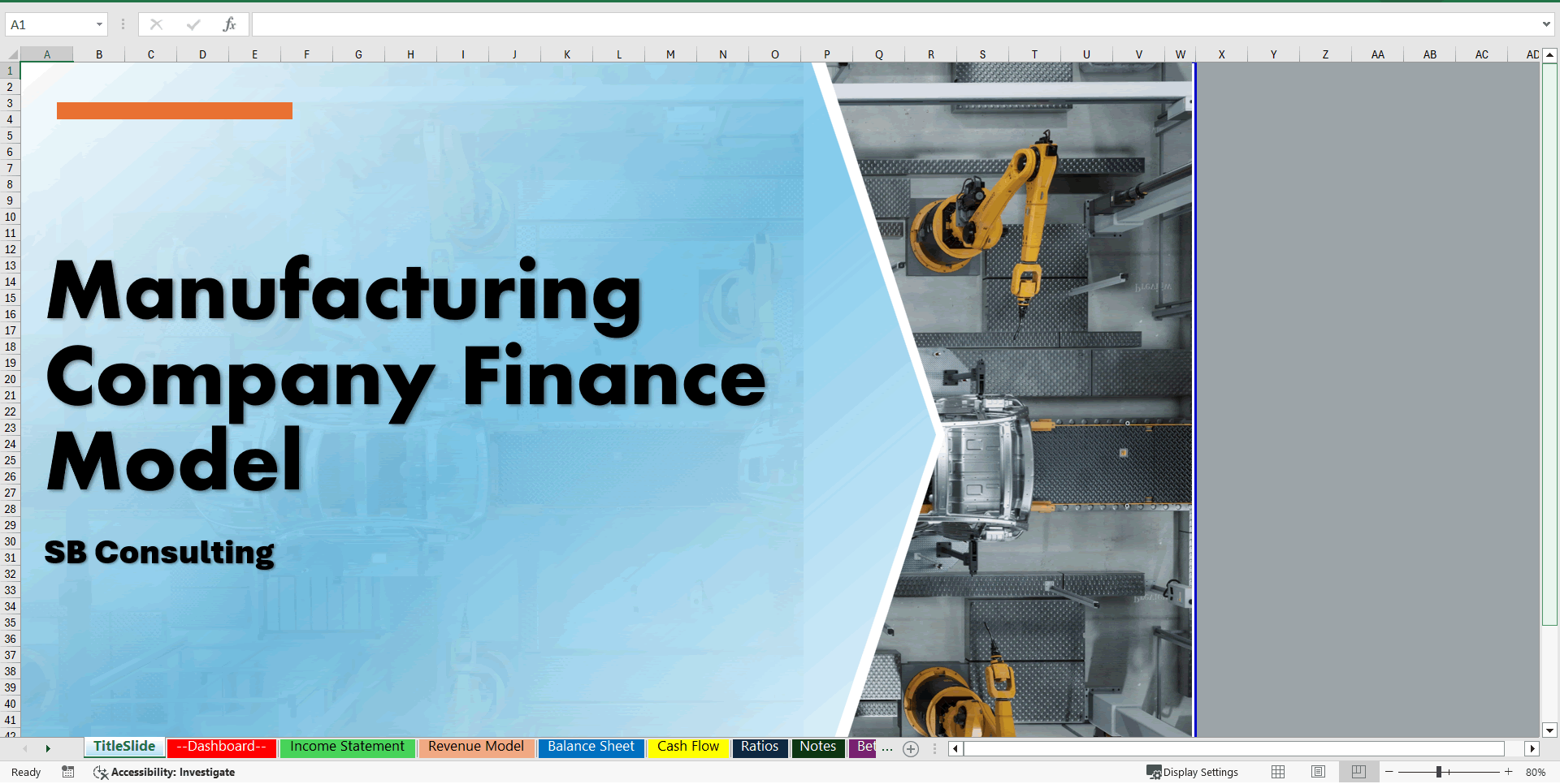 Excel Template Manufacturing Company Financial Model 15 Years