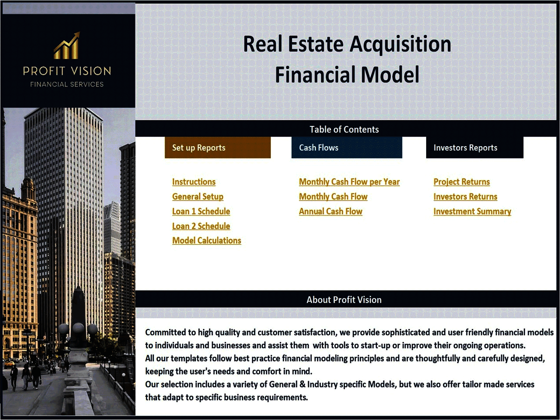 Excel Template Real Estate Acquisition Financial Model (Excel template