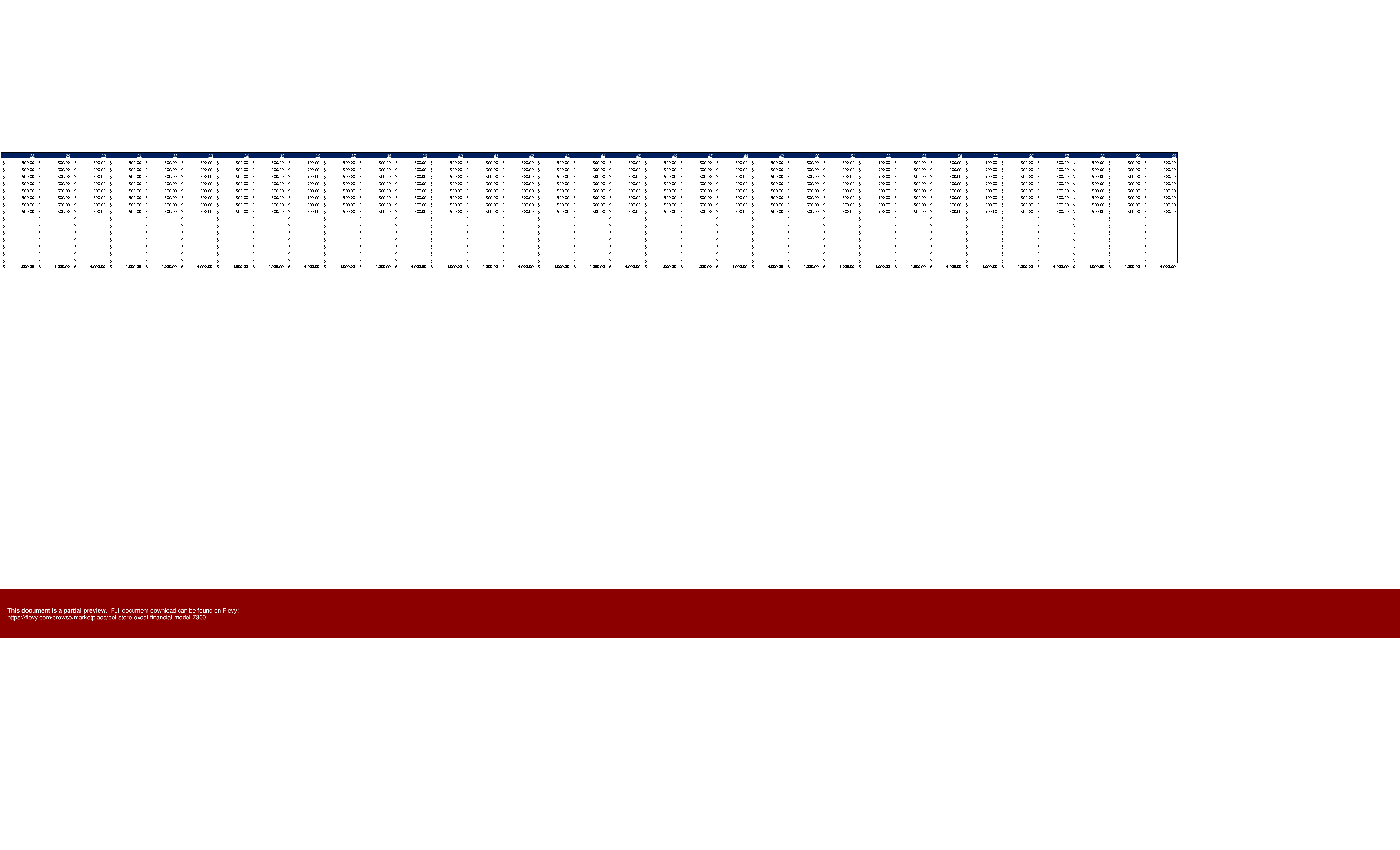 Excel Template Pet Store Excel Financial Model (Excel template XLSX