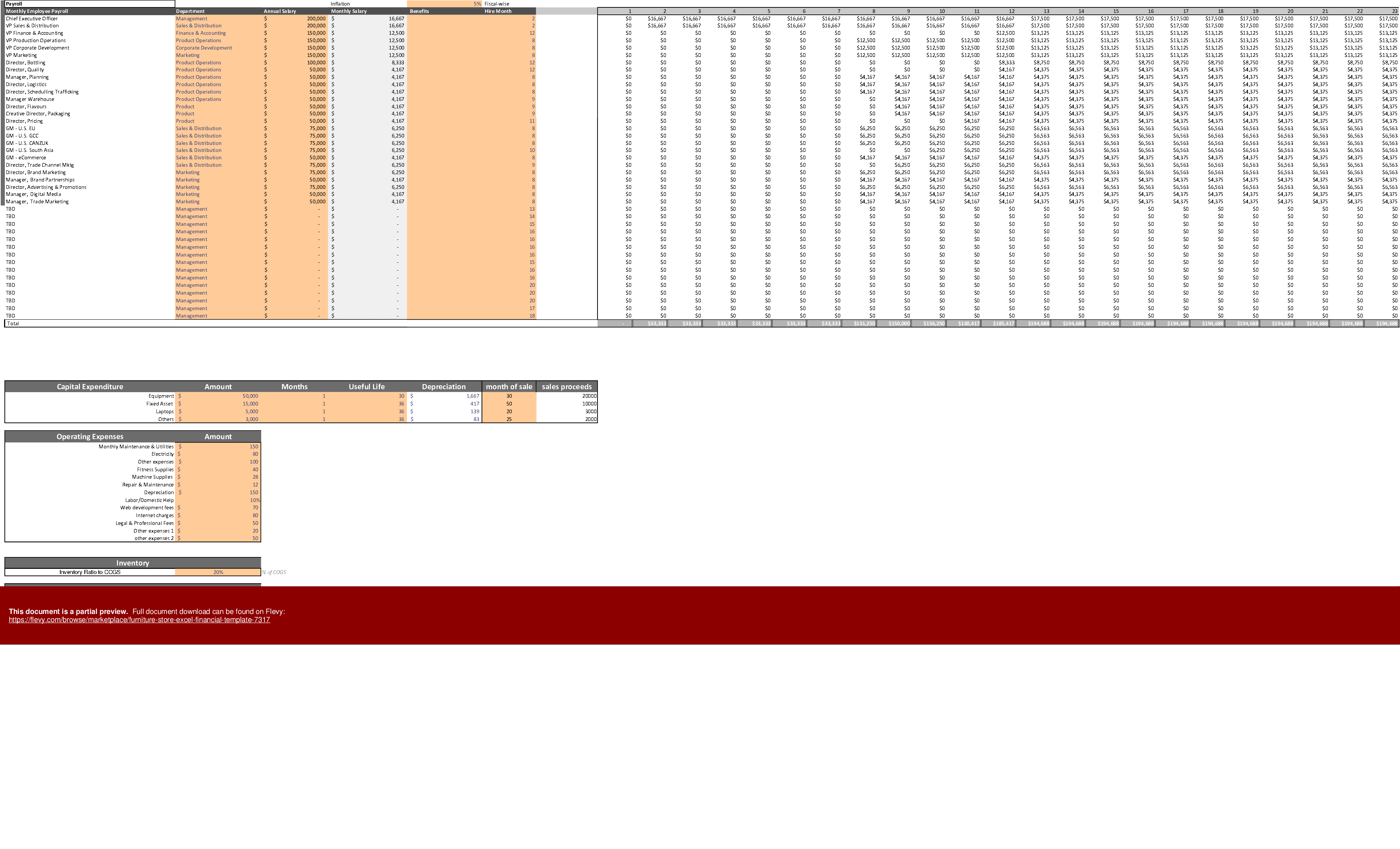 Excel Template Furniture Store Excel Financial Template (Excel