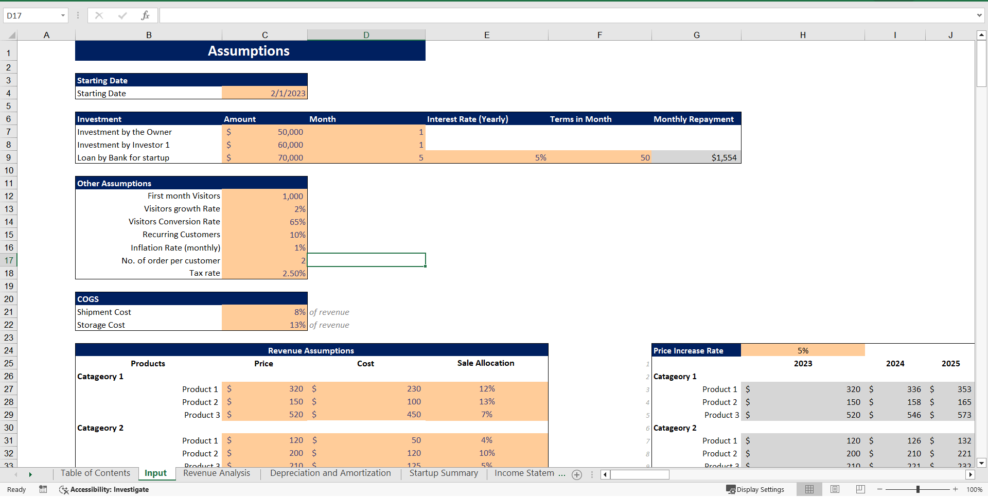 Excel Template Rental Equipment Excel Financial Model (Excel template