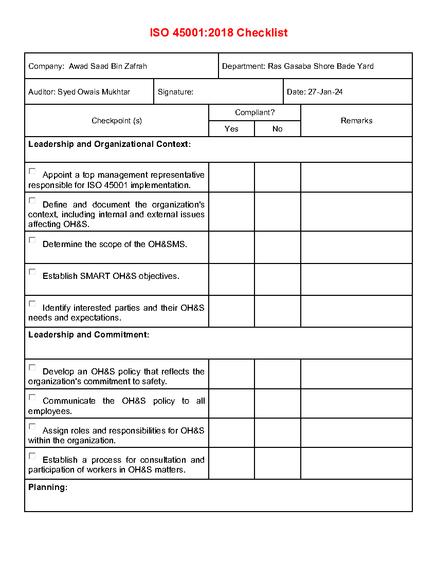Word Template ISO 450012018 (Occupational Health and Safety
