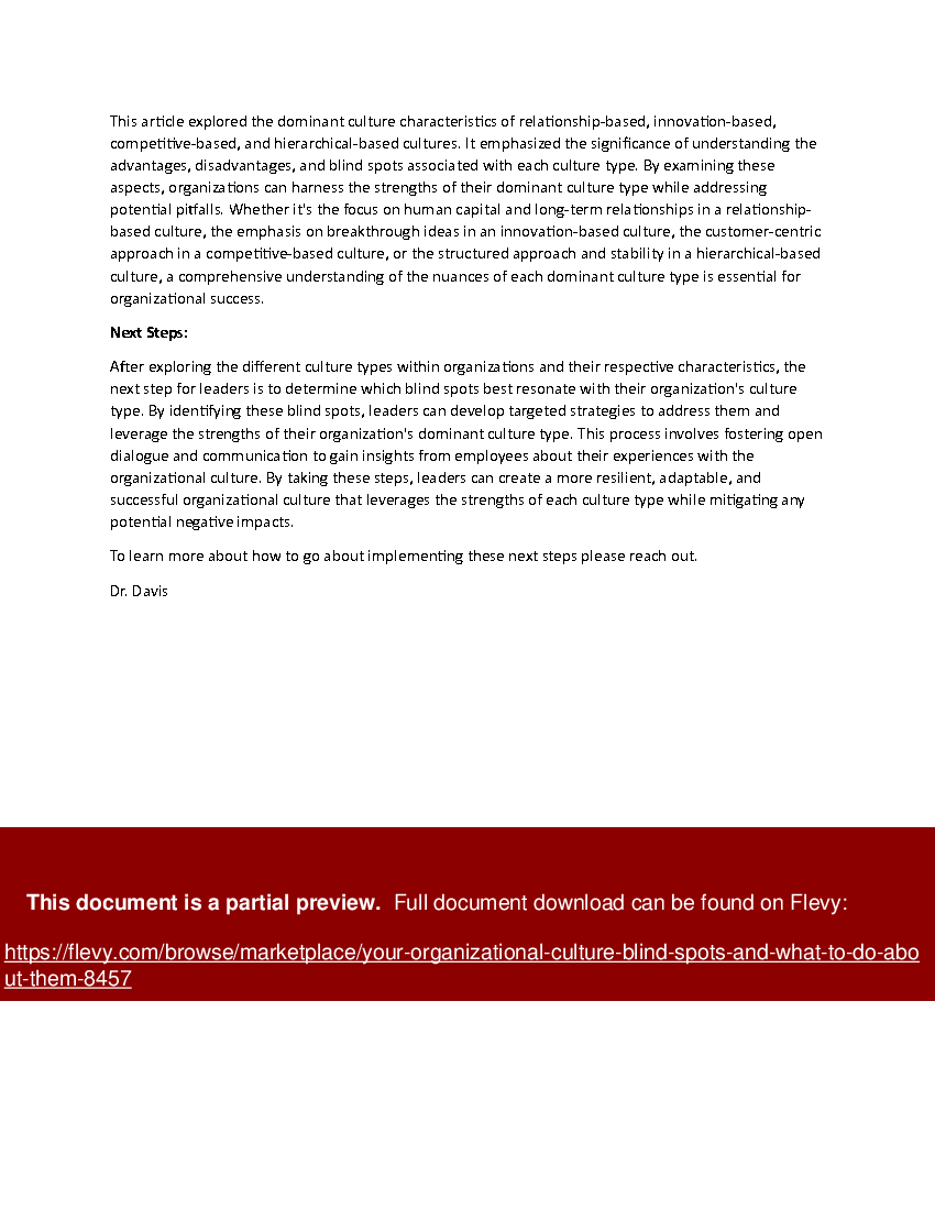 Word Template Your Organizational Culture Blind Spots and What to Do