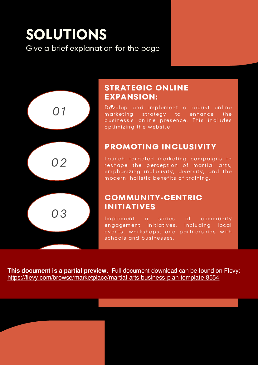 PDF Martial Arts Business Plan Template (43page PDF document) Flevy