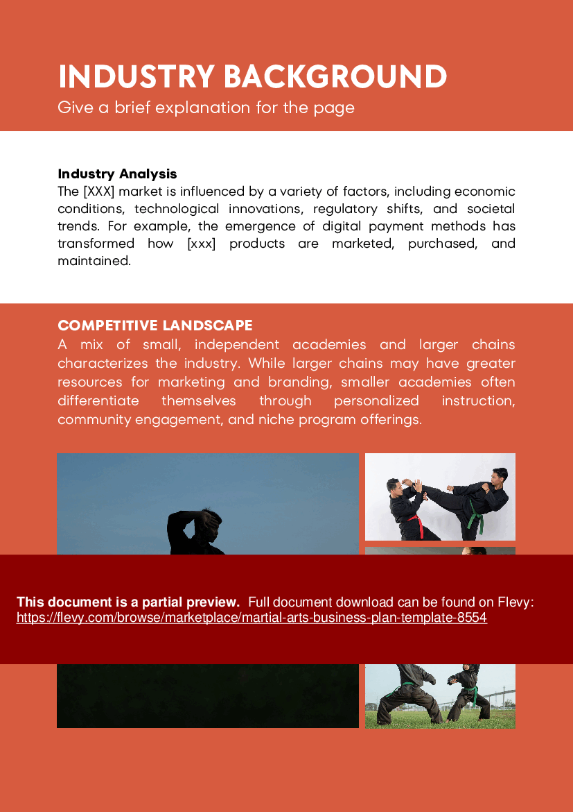 PDF Martial Arts Business Plan Template (43page PDF document) Flevy