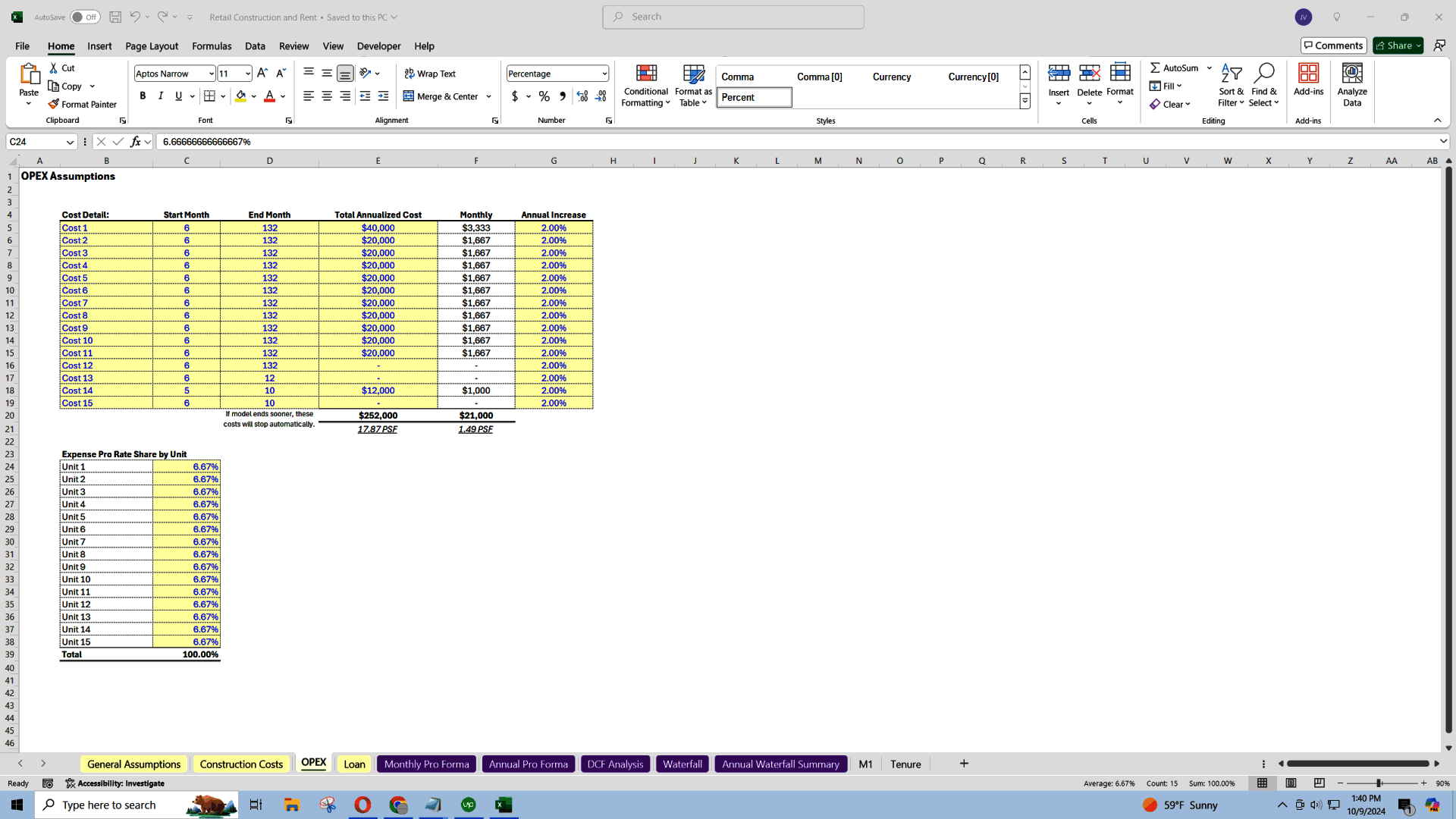 Excel Template Retail Real Estate Underwriting (Excel template XLSX