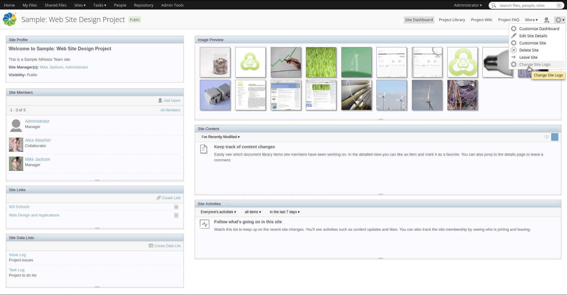 Set different logos for Alfresco Share sites