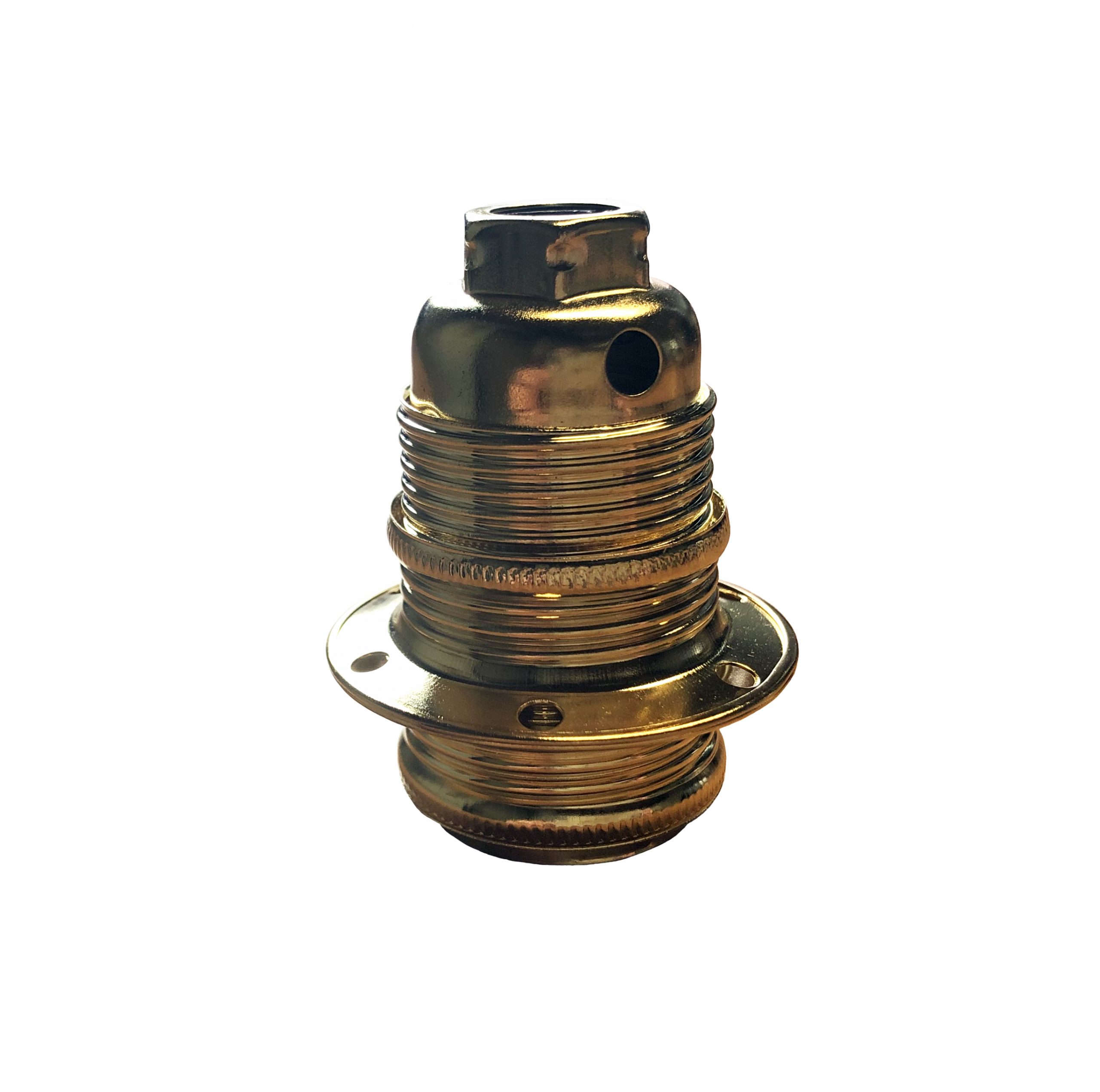 9051E E14 10mm Polished Brass Candle Lampholder W/ Shade Ring