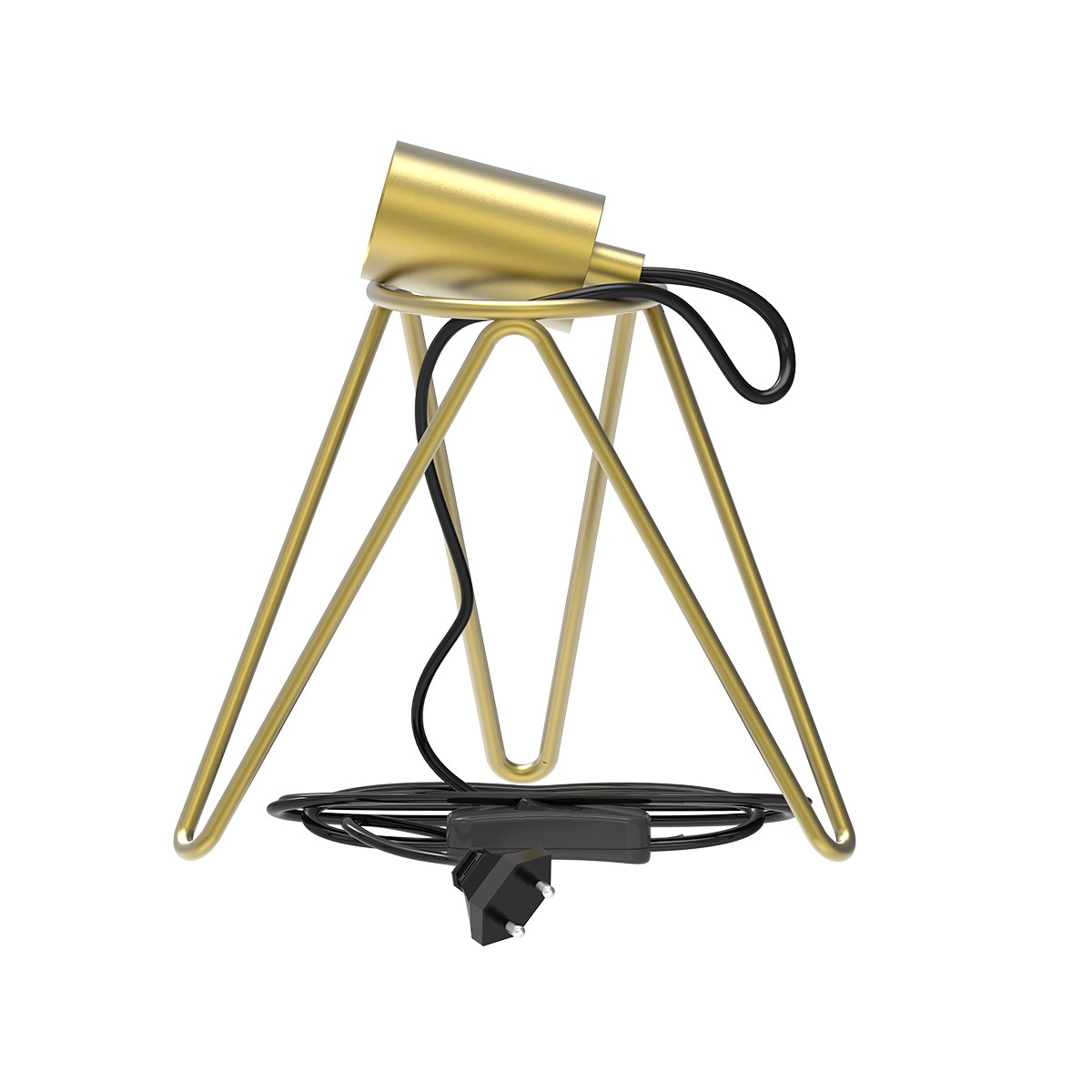 Calex 3001001000 Tripod Table Lamp Gold, E27,1.5m Cable