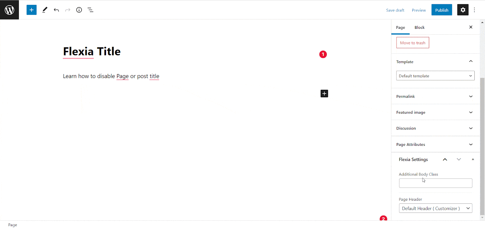 HOW TO HIDE PAGE TITLE FOR A PAGE/POST Flexia