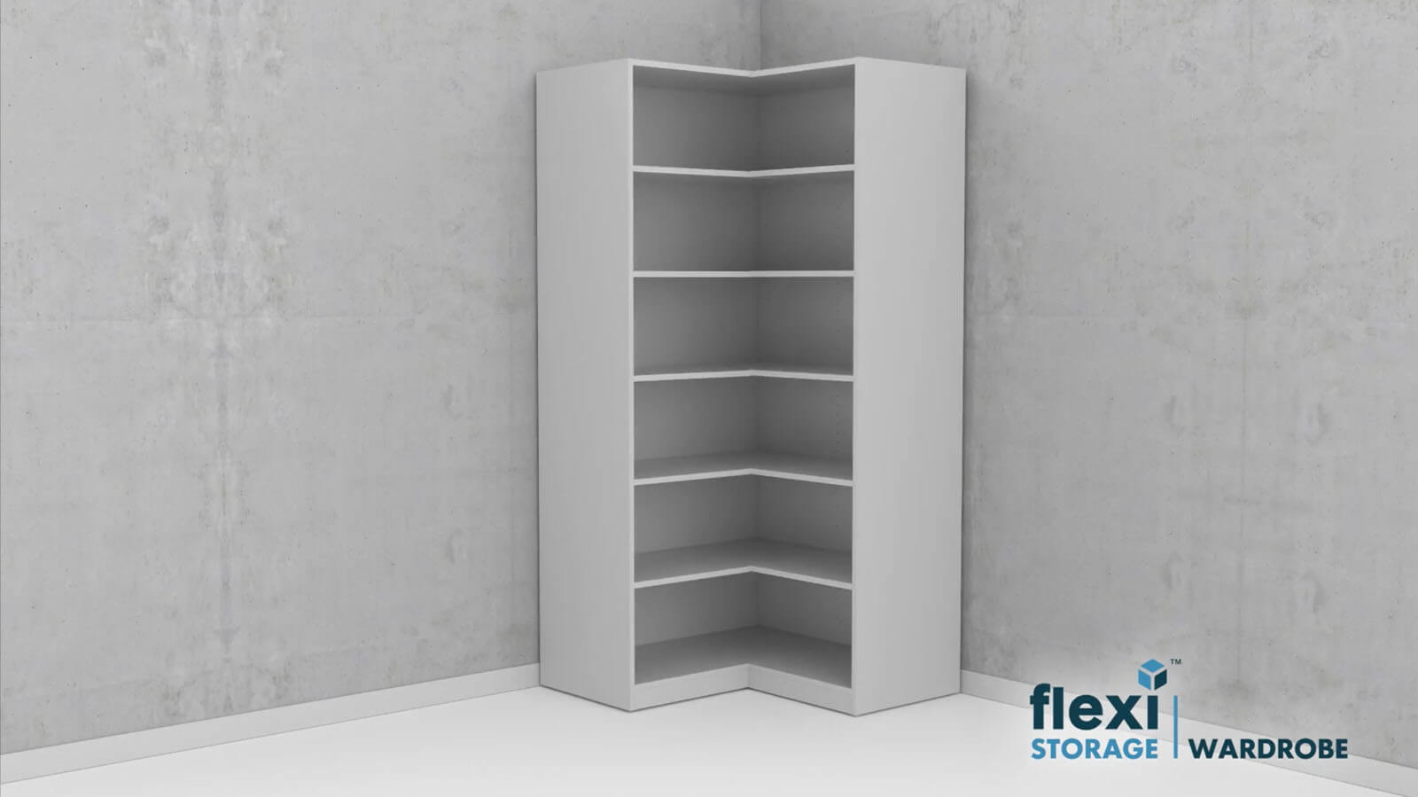 Wardrobe 6 Shelf Corner Unit White Flexi Storage